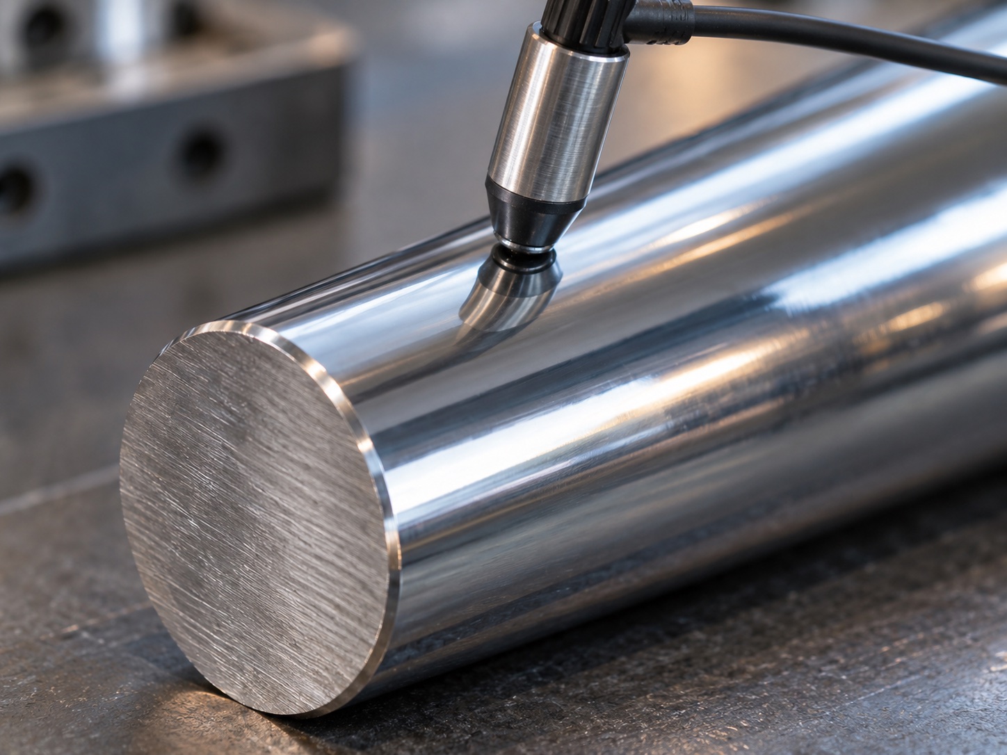 Coating thickness gauge on a hard-chrome bar