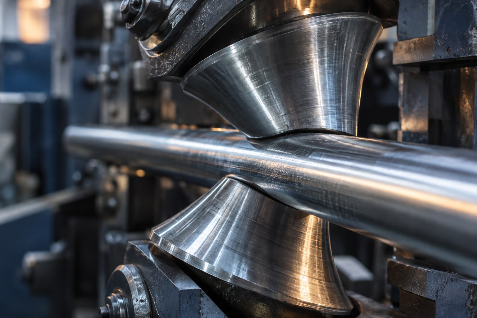 Cross-roll straightening of a steel bar