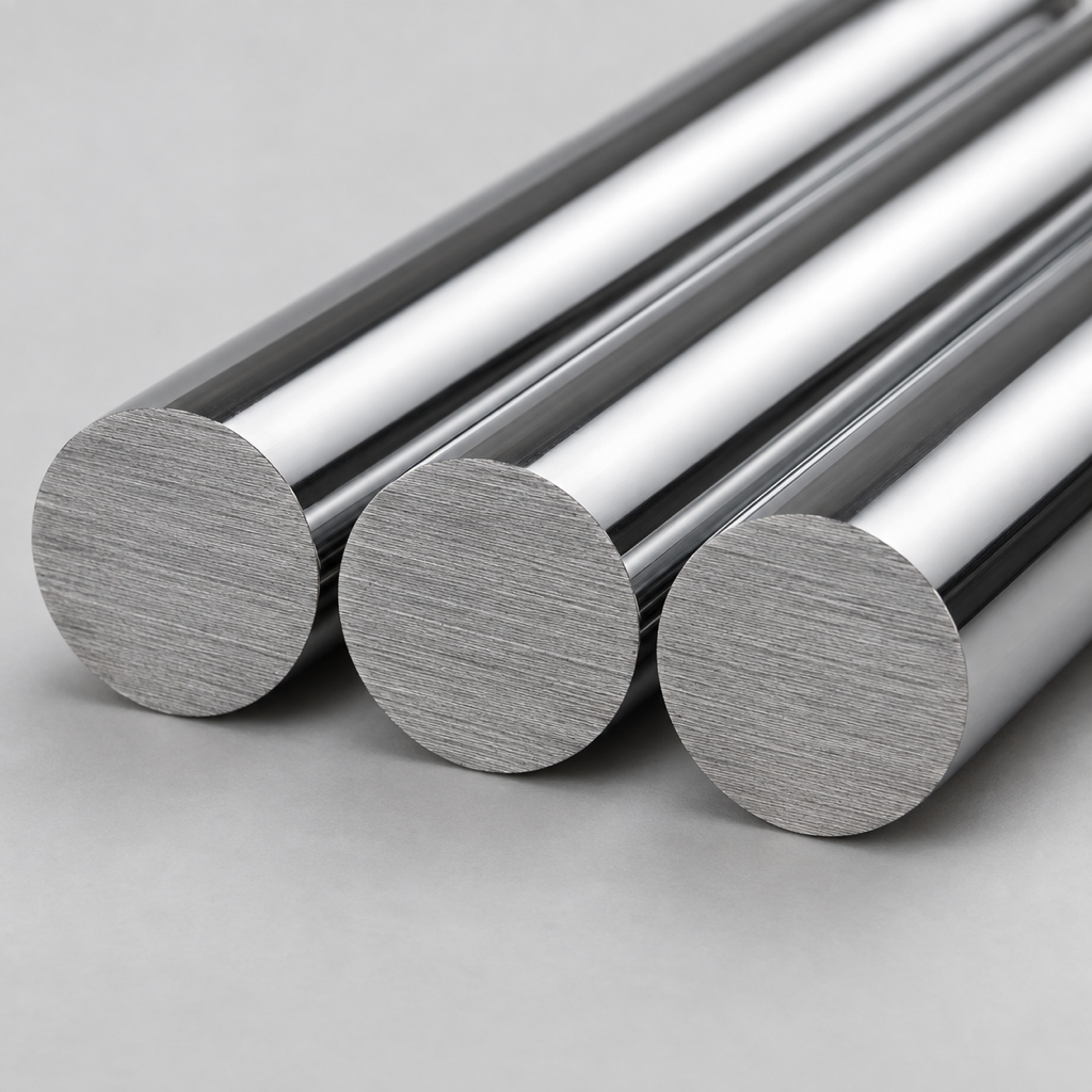 Sawn end of a chrome-plated bar